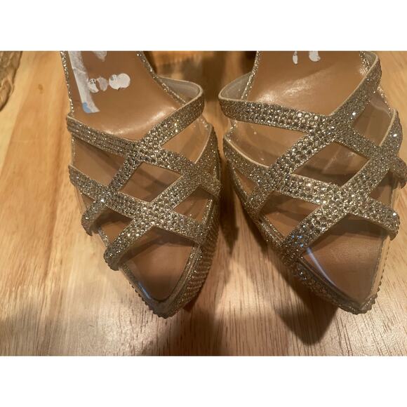 Jessica Simpson Glances There Gold Platform Strappy Sandals, S99 - Picture 10 of 10